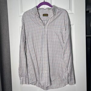 Bruce Baird & Co. Mens Plaid Button Down Long Sleeve Shirt White Multicolor Med